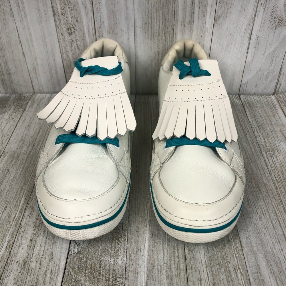 Crocs Golf Shoes Hank Haney Bradyn White Turquoise Blue Womens Size 7 - Picture 7 of 13